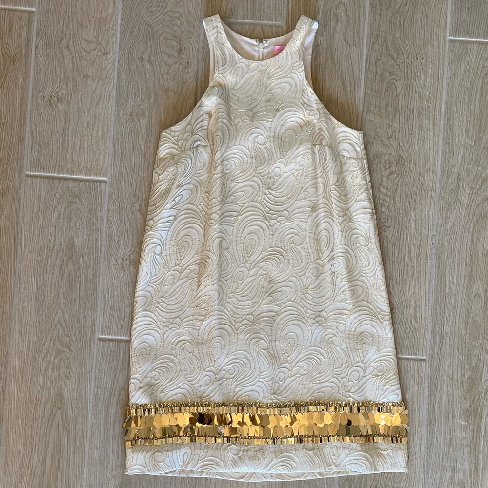 NWOT Lilly Pulitzer XS gold swing dress